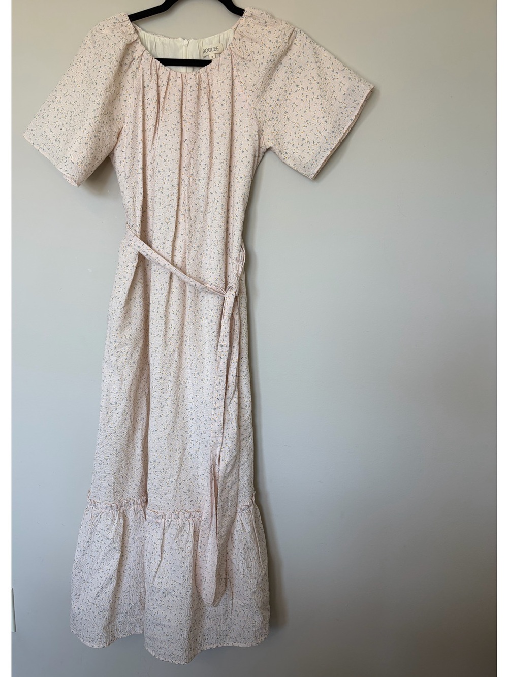 Roolee Light yellow/cream Floral Tie-Waist Maxi Dress
